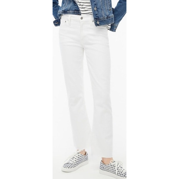 J Crew Mid Rise Flare Crop Cut Hem Signature Stretch Jeans US Women's 26 New - Picture 1 of 8